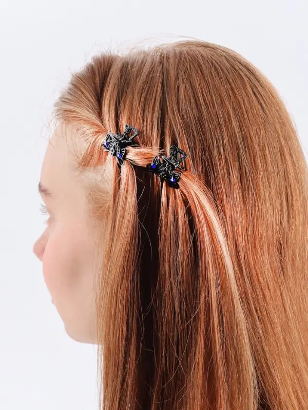 Крабик для волос &laquo;Чёрный с камешками&raquo;, 2.5 см, чёрный