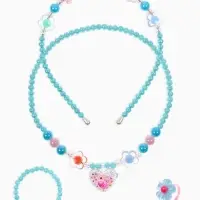 Комплект детский &laquo;Выбражулька. Сердце&raquo;, 4 предмета: клипсы, бусы, кольцо, ободок, МИКС