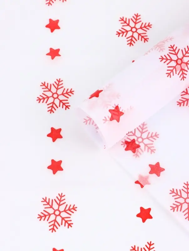 Бумага упаковочная тишью "Снежинки со звездами", 50 х 66 см