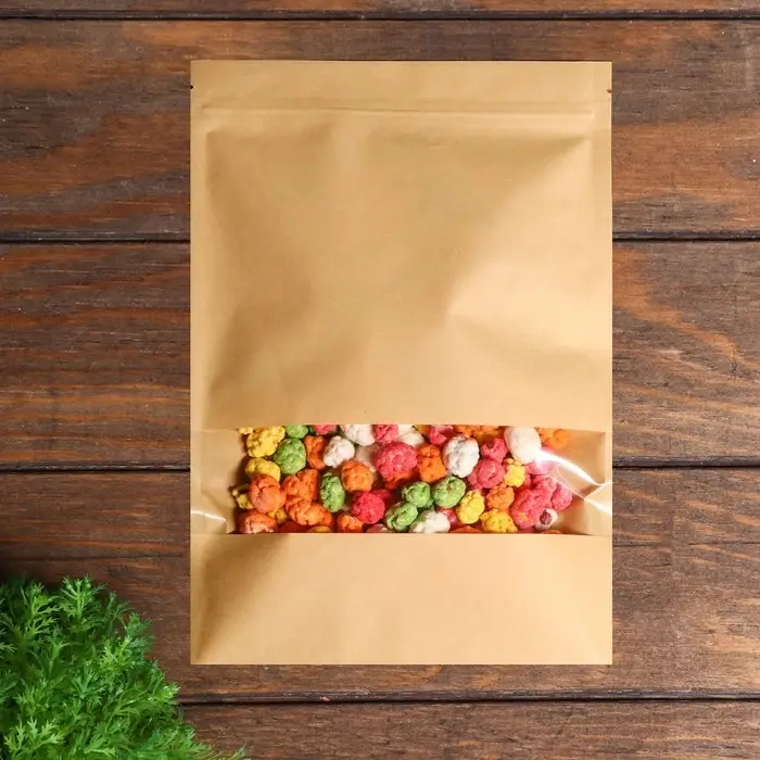 Пакет Zip - lock Крафт с прямоугольным окном, плоский, 20&times;30 см