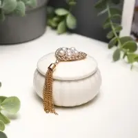 Сувенир керамика "Сердце с жемчужинами, с кистью" 6х8,5х8,5 см
