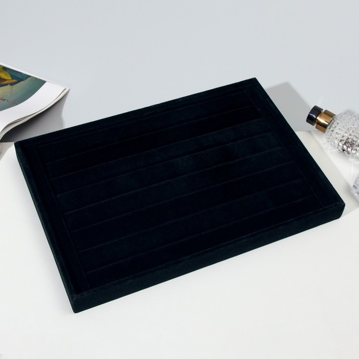 Подставка для колец 7 полос, флок, 35×24×3 см, цвет чёрный Подставка для колец 7 полос, флок, 35×24×3 см, цвет чёрный