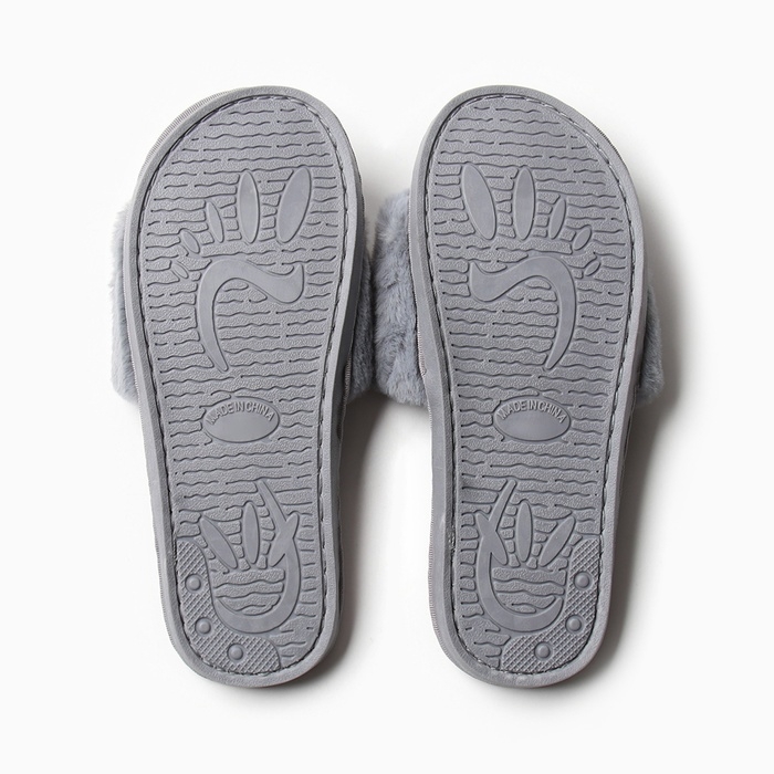 Тапочки женские с открытым носом размер 36-37, цвет серый Тапочки женские с открытым носом размер 36-37, цвет серый