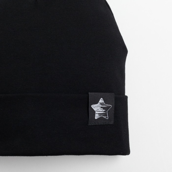 Шапка двухслойная детская, цвет чёрный/звезда, размер 54-56 Шапка двухслойная детская, цвет чёрный/звезда, размер 54-56