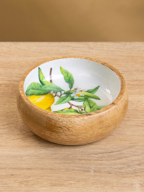 Набор розеток на подносе "Лимоны" (3 шт) дерево манго 33,5х13х6,5 см