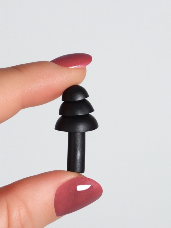 Беруши, 3&times;1.3 см, в футляре, набор - 2 пары, силиконовые, чёрный/серый