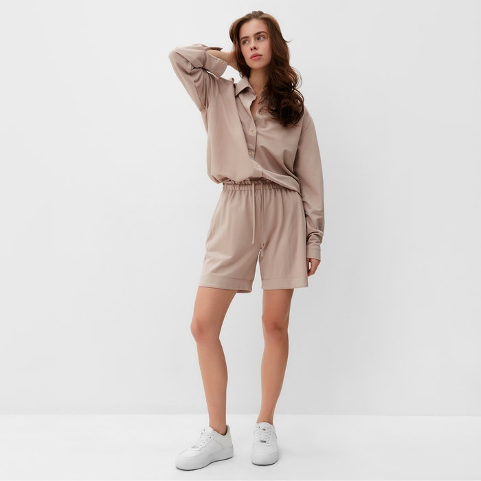 Костюм женский (сорочка, шорты) MINAKU цвет бежевый, р-р 50 Костюм женский (сорочка, шорты) MINAKU цвет бежевый, р-р 50