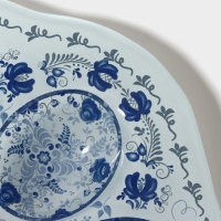 Подставка стеклянная для яиц Доляна &laquo;Цветочная роспись&raquo;, 3 ячейки, 21&times;18 см, цвет белый