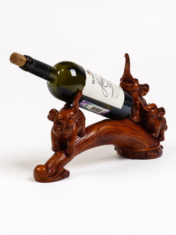 Подставка для бутылки "Два слона" под дерево, 36х10х25см