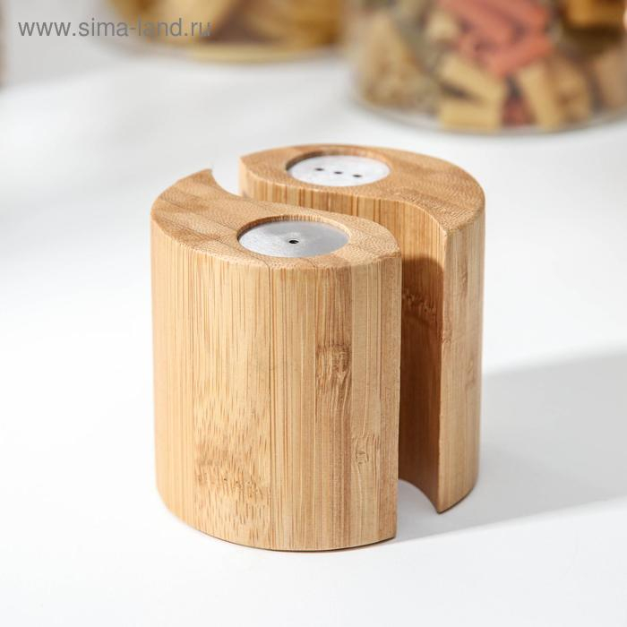 Набор для специй, 7&times;7см, 2 шт, солонка и перечница, бамбук