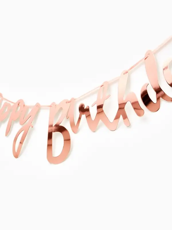 Гирлянда "Happy Birthday" надпись, розовое золото