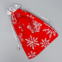 Мешочек подарочный плюш &laquo;Спешу к тебе&raquo;, снежинки, тиснение, 20 х 30 см +/- 1.5 см