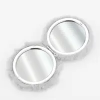 Зеркало складное &laquo;Мех&raquo;, d=8 см, с увеличением, с искусственным мехом, серое