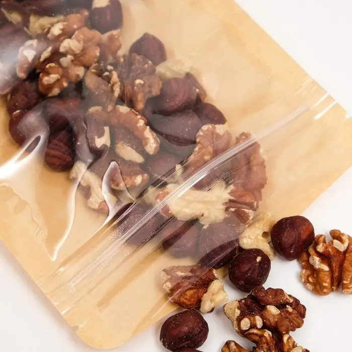 Пакет Zip-lock Крафт с прозрачной стенкой 12&times;20 + 4 см