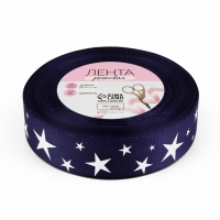 Лента репсовая &laquo;Звёзды&raquo;, 25 мм, 23 &plusmn; 1 м, цвет тёмно-синий/белый