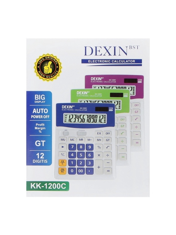 Калькулятор настольный 12-разрядный КК-1200C, белый/бордовый