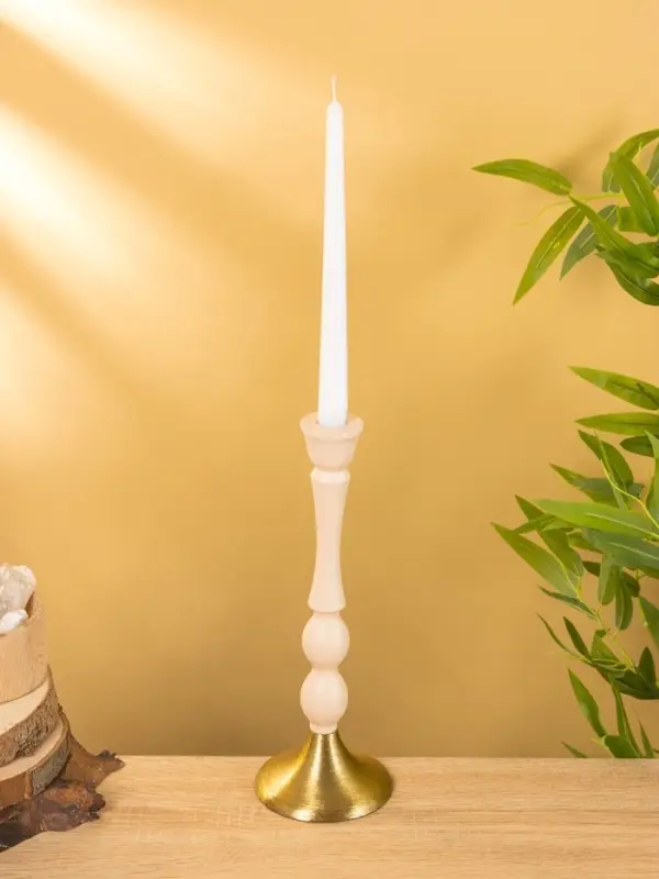 Подсвечник на 1 свечу "Бежевый" 10,5х10,5х30 см