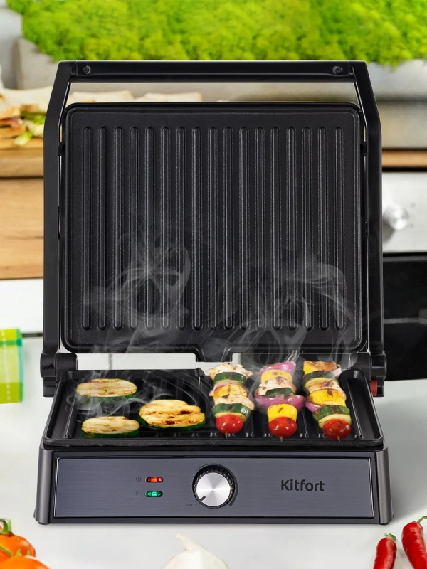 Электрогриль 2000Вт с двусторонней панелью КТ-1699