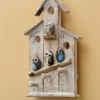 Вешалка "Скворечник с воробьями" дерево Албезия 20х5х35 см