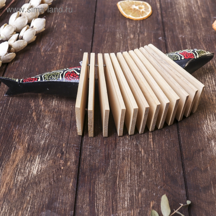 Сувенирный музыкальный инструмент "Трещотка крокодил пятнистый" дерево 4x27x9 см МИКС