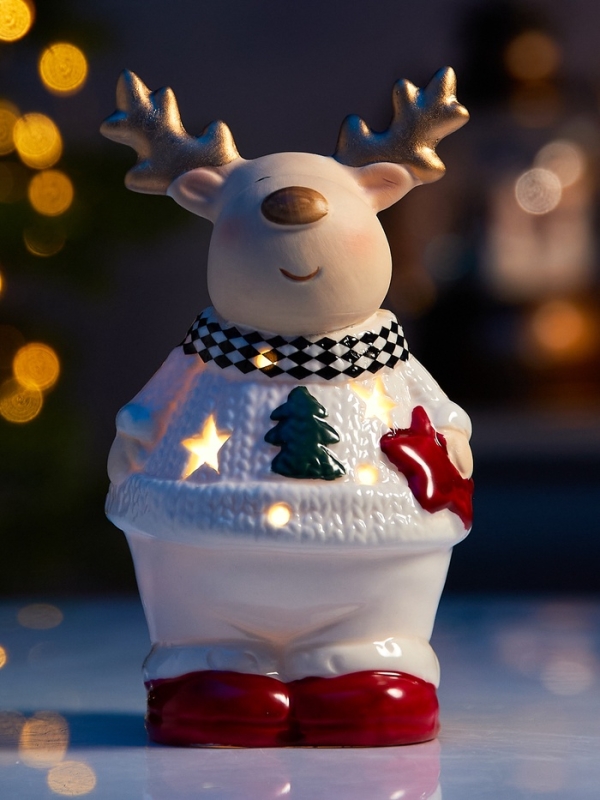 Светодиодная фигура Светодиодная фигура "Олененок в свитере" 13.8х6х7, 1 LED, LR44x3(в компл.), Т/БЕЛЫЙ