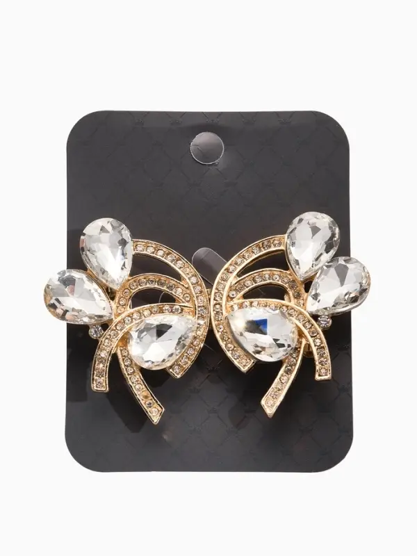 Зажим для кардигана "Ажур", капельки, цвет белый в золоте