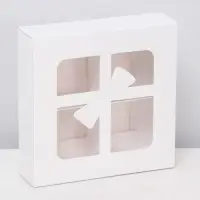 Коробка для 4 конфеты &laquo;Бантик&raquo;, белый 12.5&times;12.5&times;3.5 см