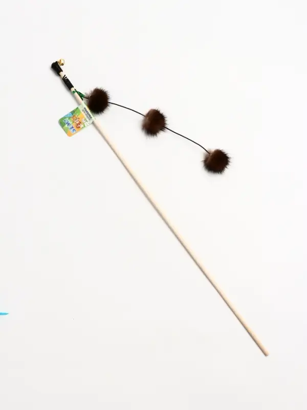 Дразнилка - удочка "Салют из норки" на деревянной палочке, микс цветов