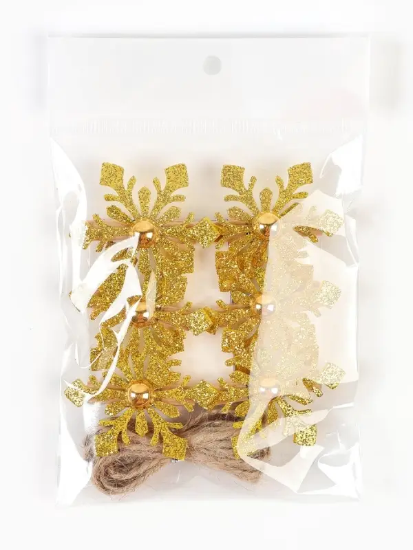 Набор декоративных прищепок "Новогодние снежинки" цвет золотой, набор 6 шт.