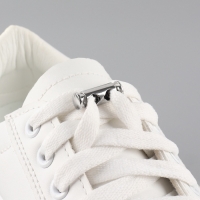 Фиксатор для шнура, двойной, d = 4 мм, 8 &times; 26 мм, 2 шт, цвет серебряный