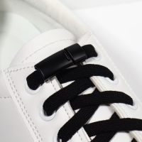 Шнурки для обуви, на магнитах, пара, с плоским сечением и фиксатором, 100 см, цвет чёрный