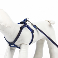 Комплект "Джинс", ширина 1 см, поводок 120 см, шлейка 25-40 см, синий Комплект "Джинс", ширина 1 см, поводок 120 см, шлейка 25-40 см, синий