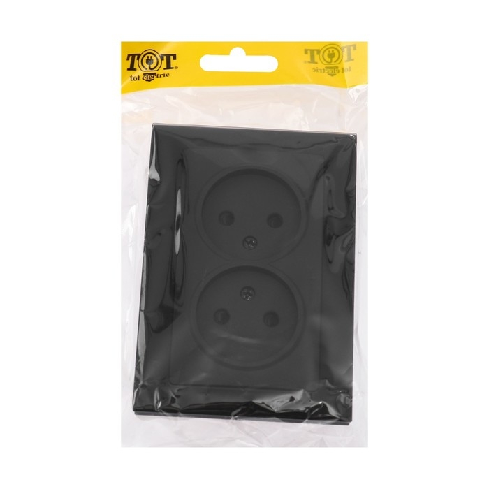 Розетка двухместная TOT Matte Glass, 10 А, скрытая, без з/к, стекло, черная Розетка двухместная TOT Matte Glass, 10 А, скрытая, без з/к, стекло, черная
