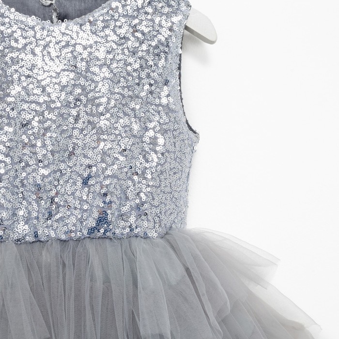 Платье для девочки с пайетками KAFTAN, размер 32 (110-116), цвет серый Платье для девочки с пайетками KAFTAN, размер 32 (110-116), цвет серый