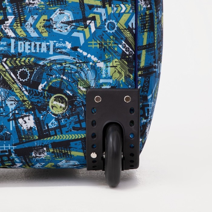 Сумка дорожная на колёсах, отдел на молнии, наружный карман, цвет синий