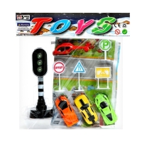 Игровой набор &laquo;Дорожные знаки&raquo;, в наборе игровое поле, знаки, 3 машинки, вертолет, цвет МИКС