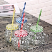 Кружка стеклянная с крышкой и трубочкой «Тыковка», 400 мл, 12,5×10 см, цвет МИКС Кружка стеклянная с крышкой и трубочкой «Тыковка», 400 мл, 12,5×10 см, цвет МИКС