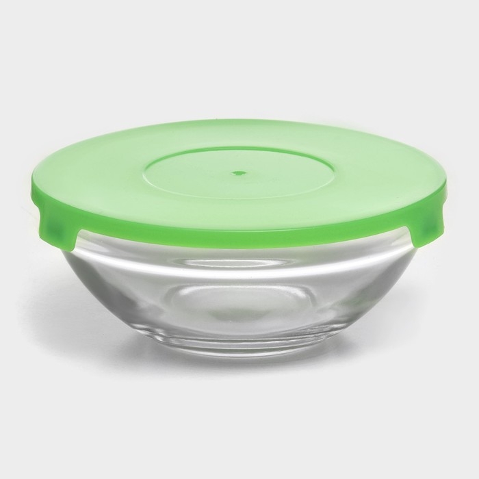 Салатники Доляна &laquo;Классика&raquo;, с крышками, набор 5 шт.: 900 /500/350/200/130 мл, стекло, зелёные