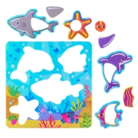 Игрушка пазл для ванны "Морской мир" с сачком + удочка, Крошка Я