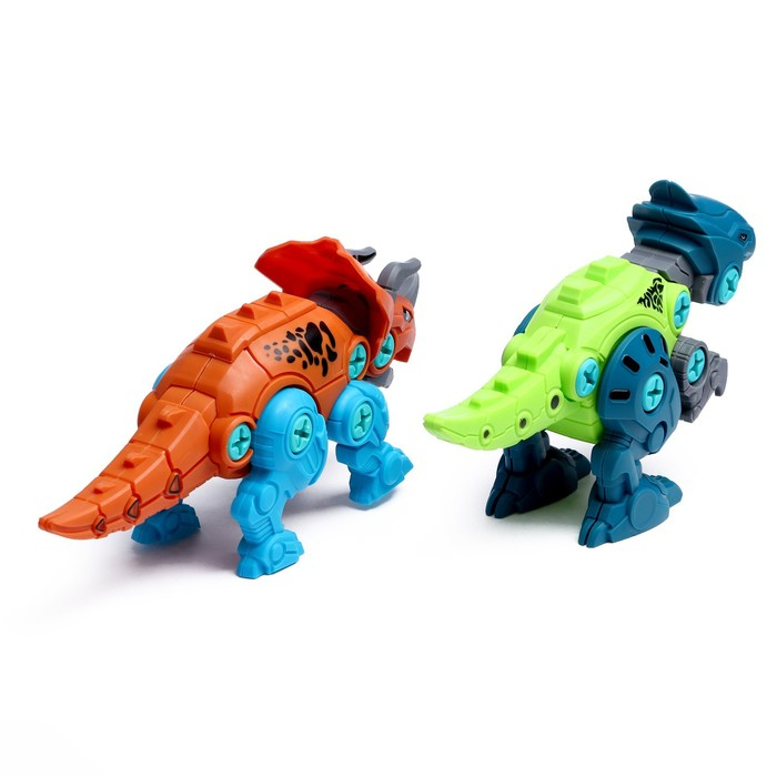 Конструктор винтовой &laquo;Мир динозавров&raquo;, набор 2 штуки, 2 отвёртки 4 карточки, 50 деталей