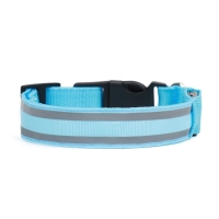 Ошейник с подсветкой Двойная полоса размер L, ОШ 45-52 х 2,5 см 3 режима свечения голубой Ошейник с подсветкой Двойная полоса размер L, ОШ 45-52 х 2,5 см 3 режима свечения голубой