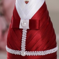 Украшение для шампанского "Идиллия", марсала с белым Украшение для шампанского "Идиллия", марсала с белым