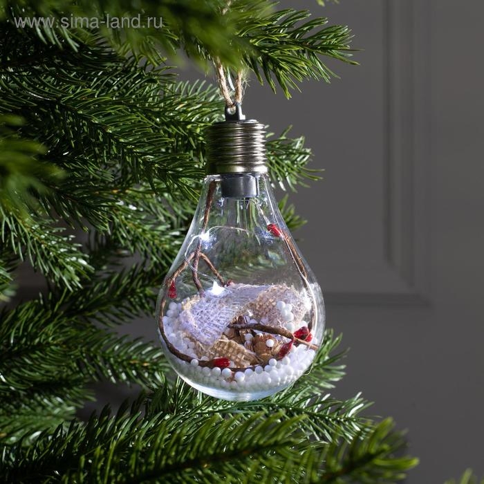 Ёлочный шар «Новый год», батарейки, 5 LED, свечение белое Ёлочный шар «Новый год», батарейки, 5 LED, свечение белое