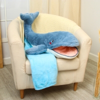 Мягкая игрушка &laquo;Кит&raquo;, 75 см, с пледом, рот на молнии