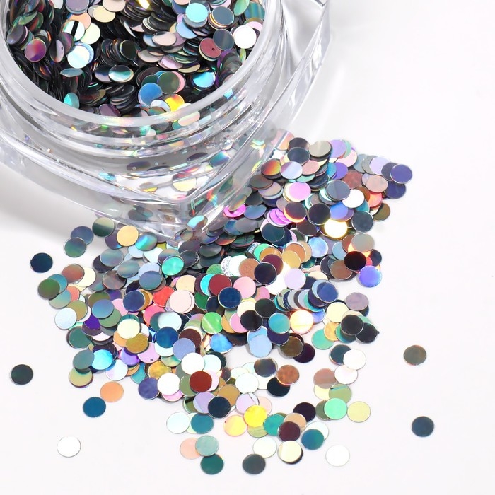 Набор для декора ногтей, в пластиковом органайзере, 6 баночек, цвет серебристый Набор для декора ногтей, в пластиковом органайзере, 6 баночек, цвет серебристый