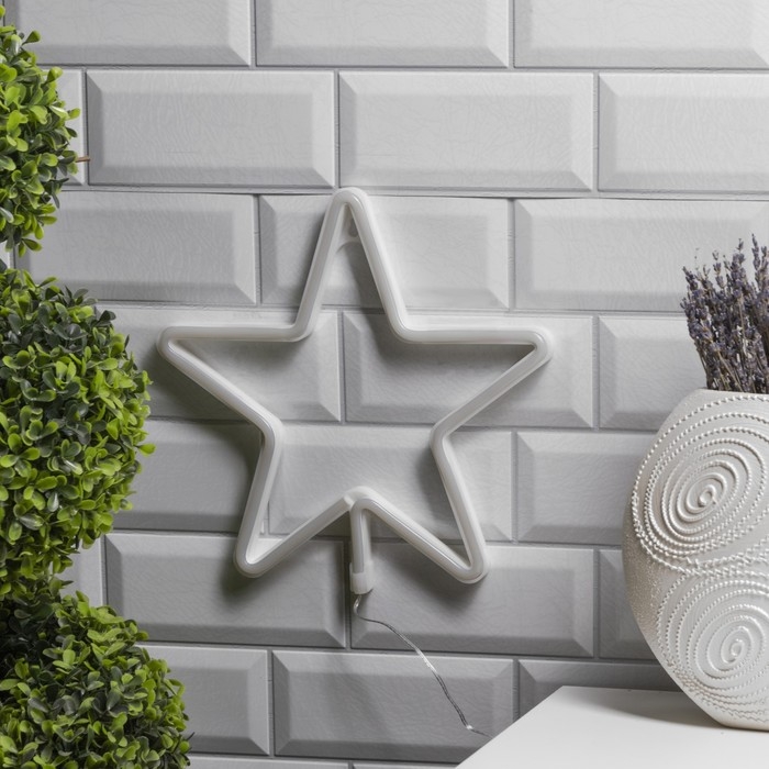 Неоновая вывеска &laquo;Звезда&raquo; 28 &times; 28 см, батарейки ААх3 (не в комплекте), USB, свечение розовое