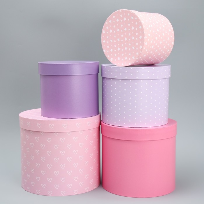 Набор шляпных коробок 5 в 1, упаковка подарочная, «Паттерн», 13 х 14 ‒ 19.5 х 22 см Набор шляпных коробок 5 в 1, упаковка подарочная, «Паттерн», 13 х 14 ‒ 19.5 х 22 см