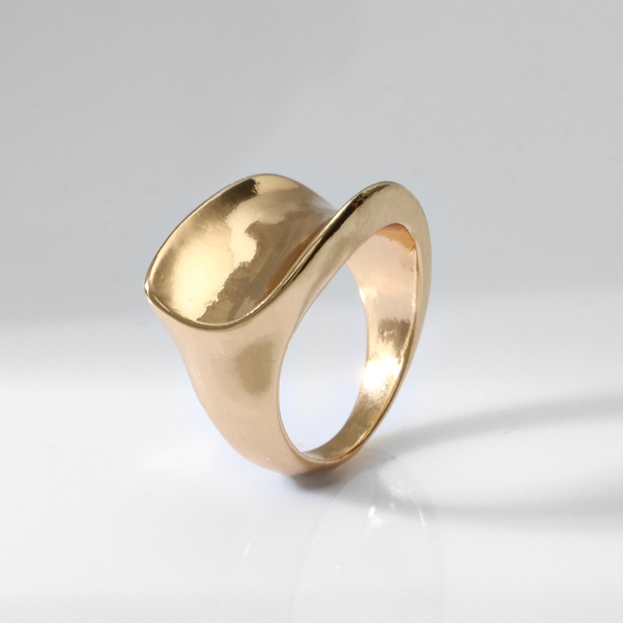 Кольцо металл &laquo;Тренд&raquo; вогнутый прямоугольник, цвет золото, размер 17