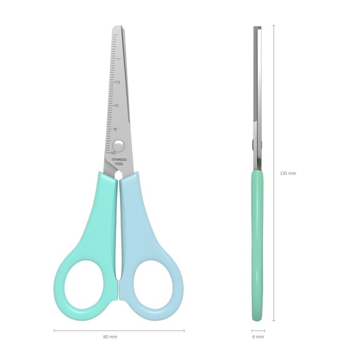 Ножницы детские ErichKrause Joy Pastel, 13.5 см, с закруглёнными концами лезвий и линейкой, блистер, МИКС