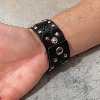 Браслет кожа &laquo;Минимал&raquo; плетение, цвет чёрный с серебром, 23 см